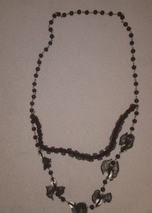 Black beaded necklace with lace